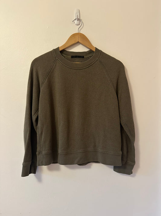 Jenni Kayne Saturday Sweatshirt in Olive Green | Size XS