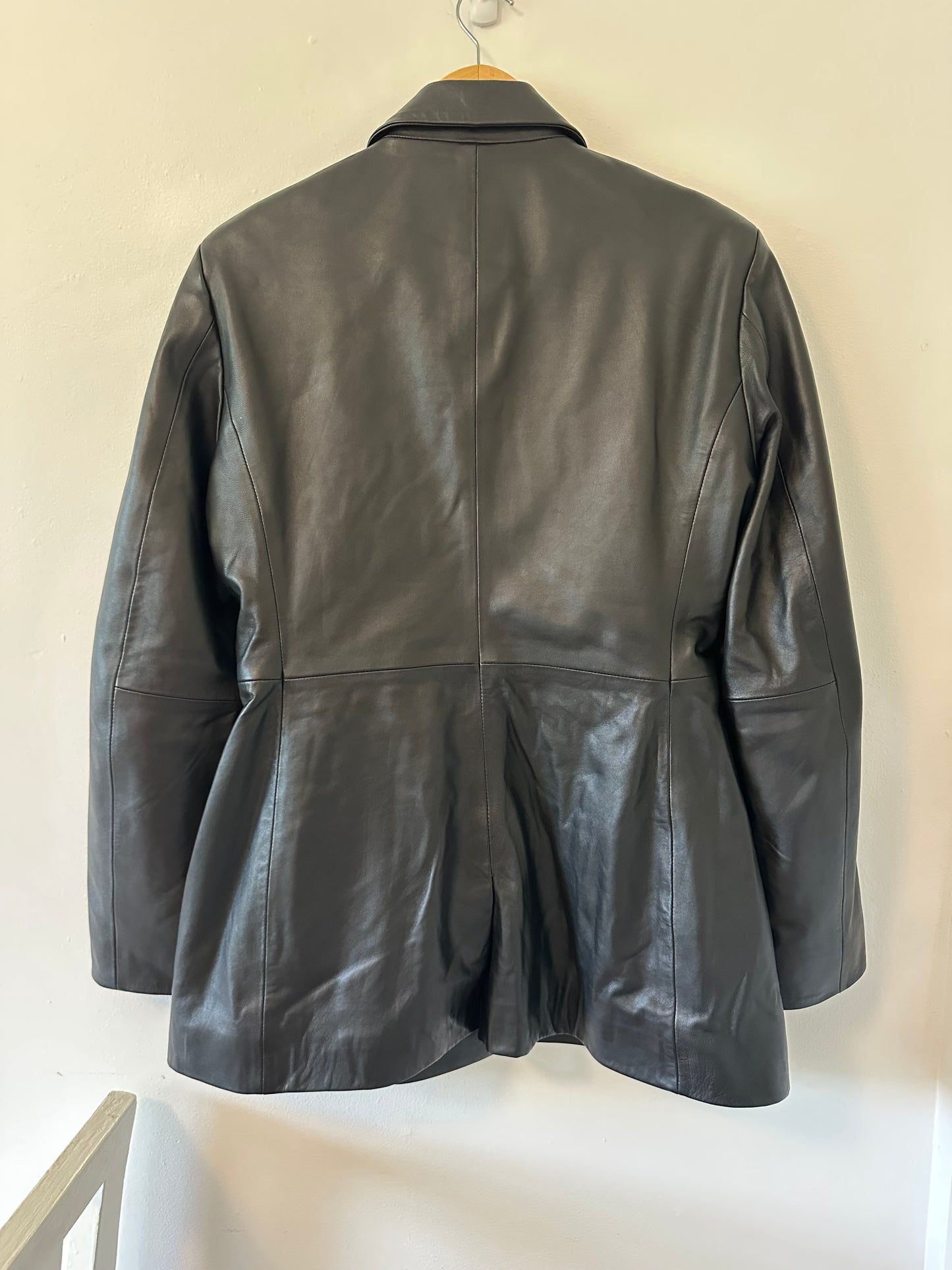 Reformation Veda Hal Fitted Leather Blazer in Black - Size XL