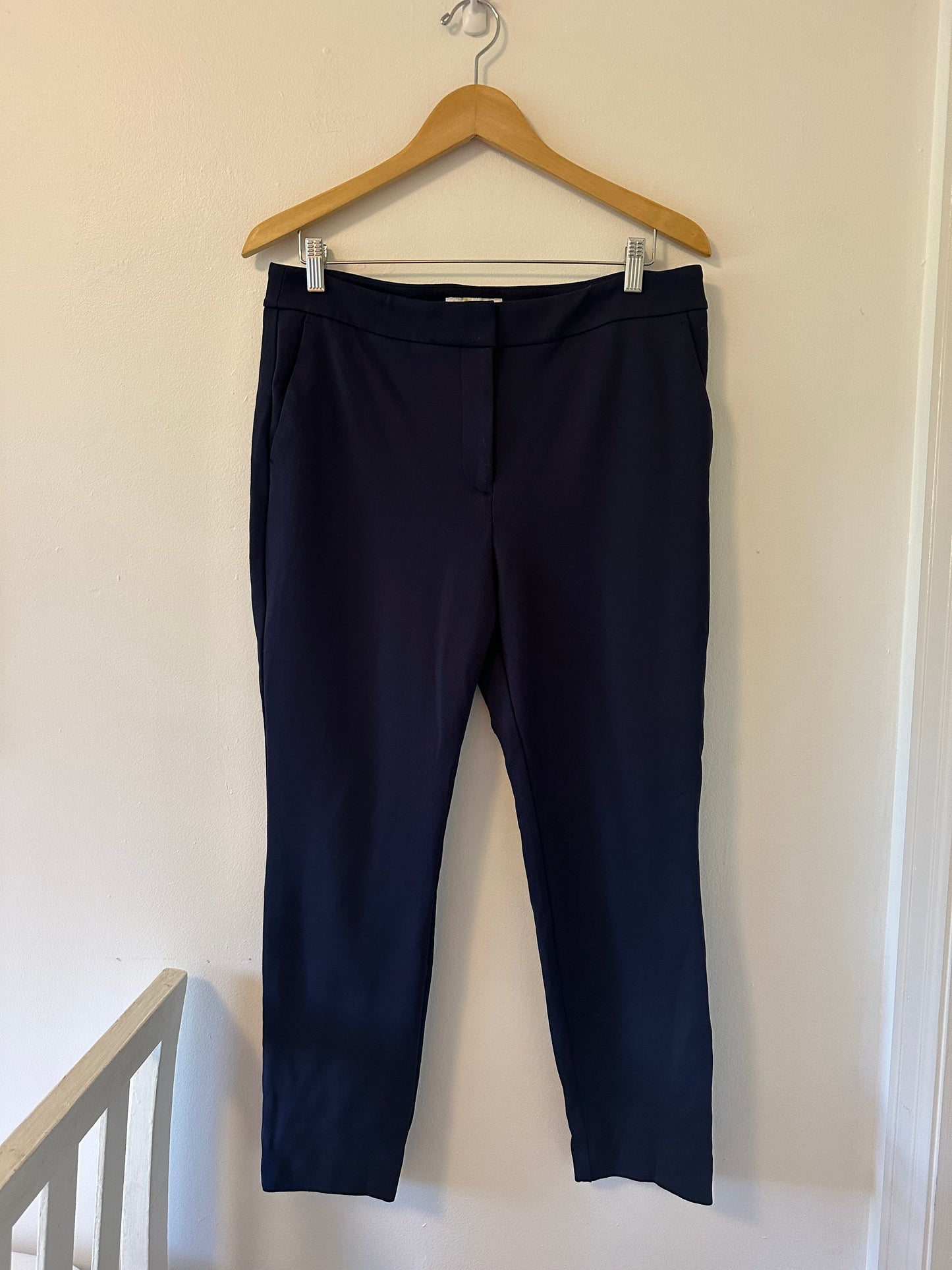Boden Highgate Ponte Straight Leg Cropped Pants in Navy - Size 12