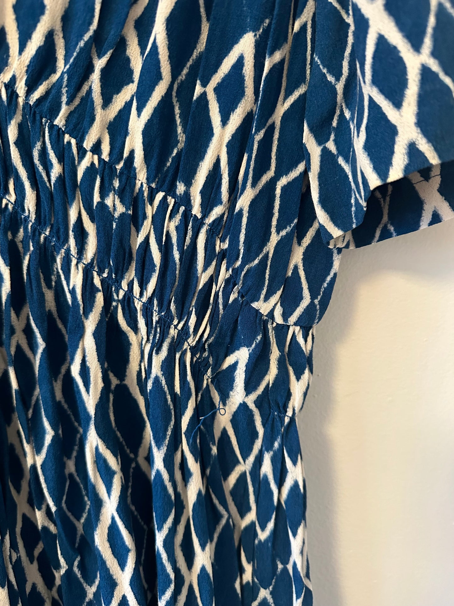 Anthropologie HD in Paris Archipelago V-Neck Mini Dress in Blue | Size 14