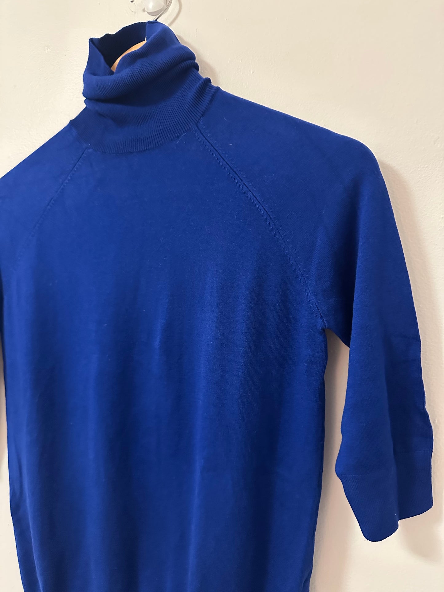 NWT Zara Royal Blue Turtleneck Lightweight Short Sleeve Sweater - Size Small