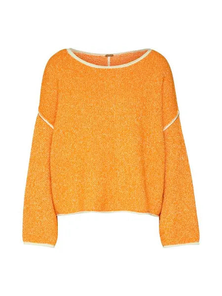 Free People Bardot Orange Oversized Sweater | Size XS