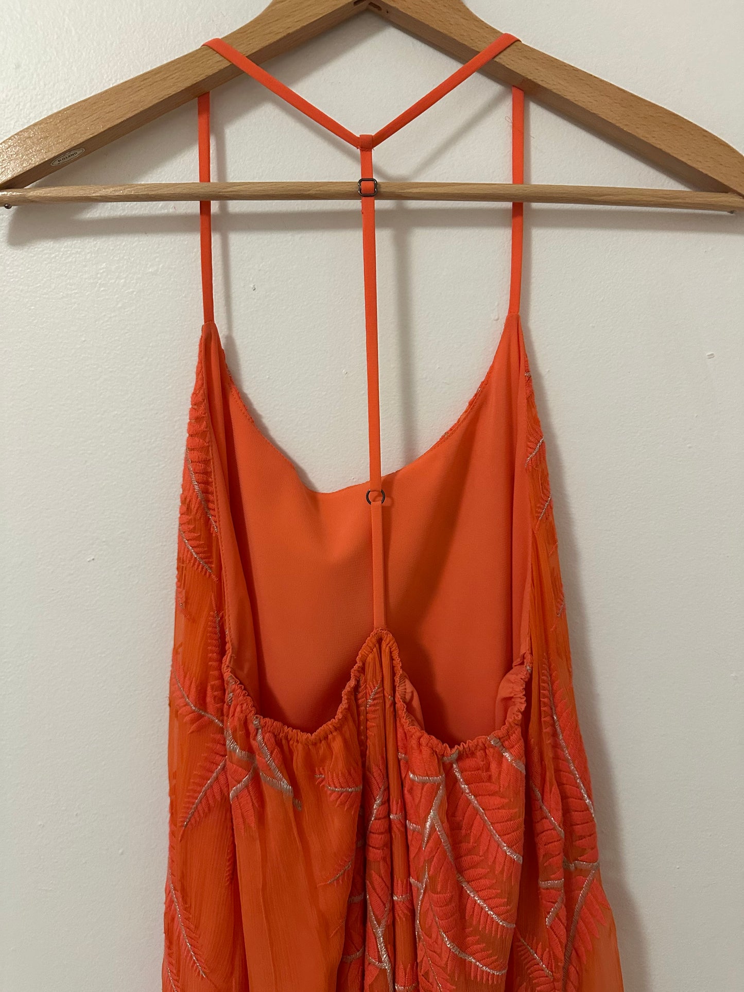 Alice + Olivia Kelly T-Back Silk Maxi Dress in Coral | Size 4