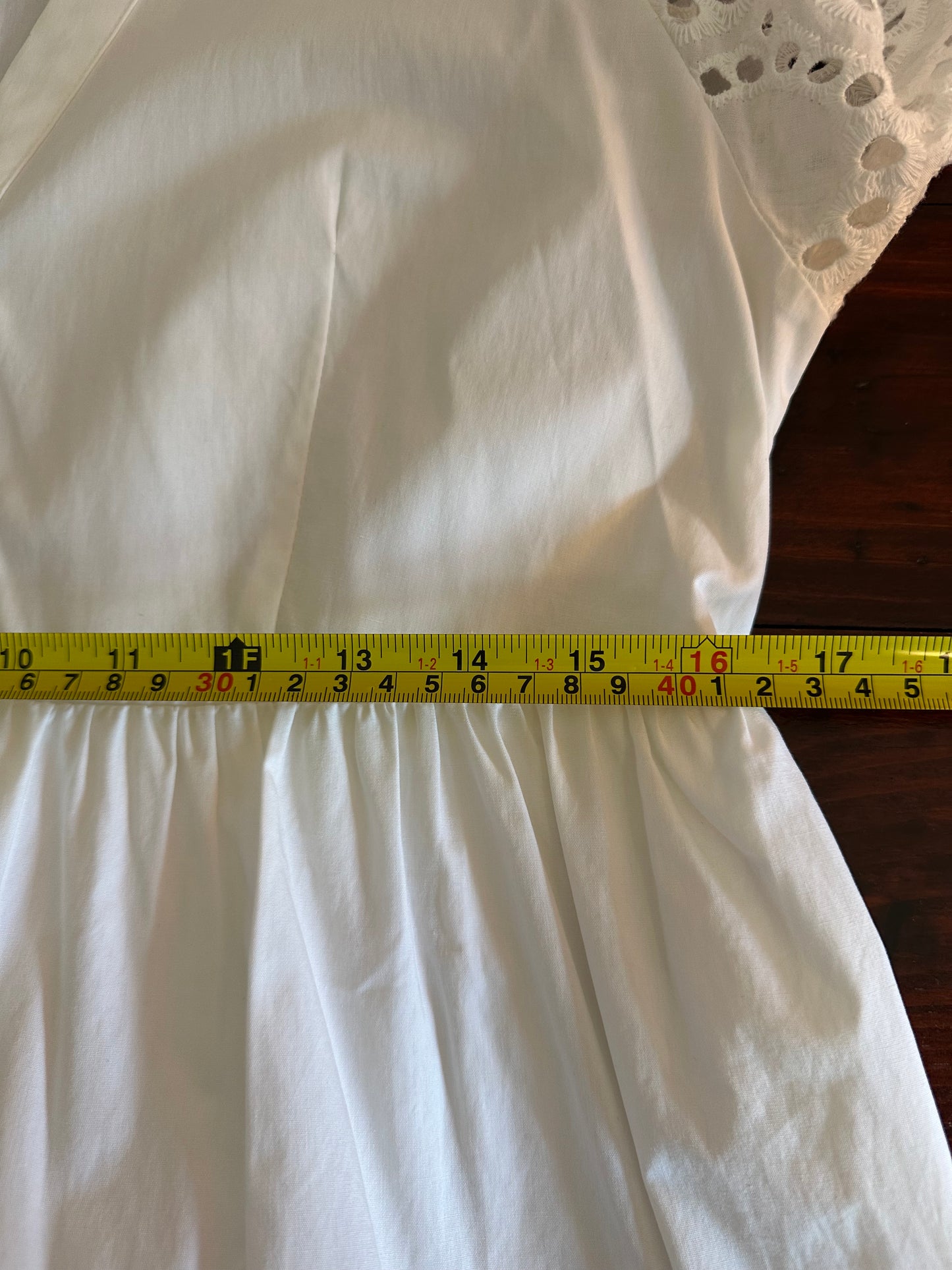 Skies Are Blue White Lace Sleeve Dress - Size Large