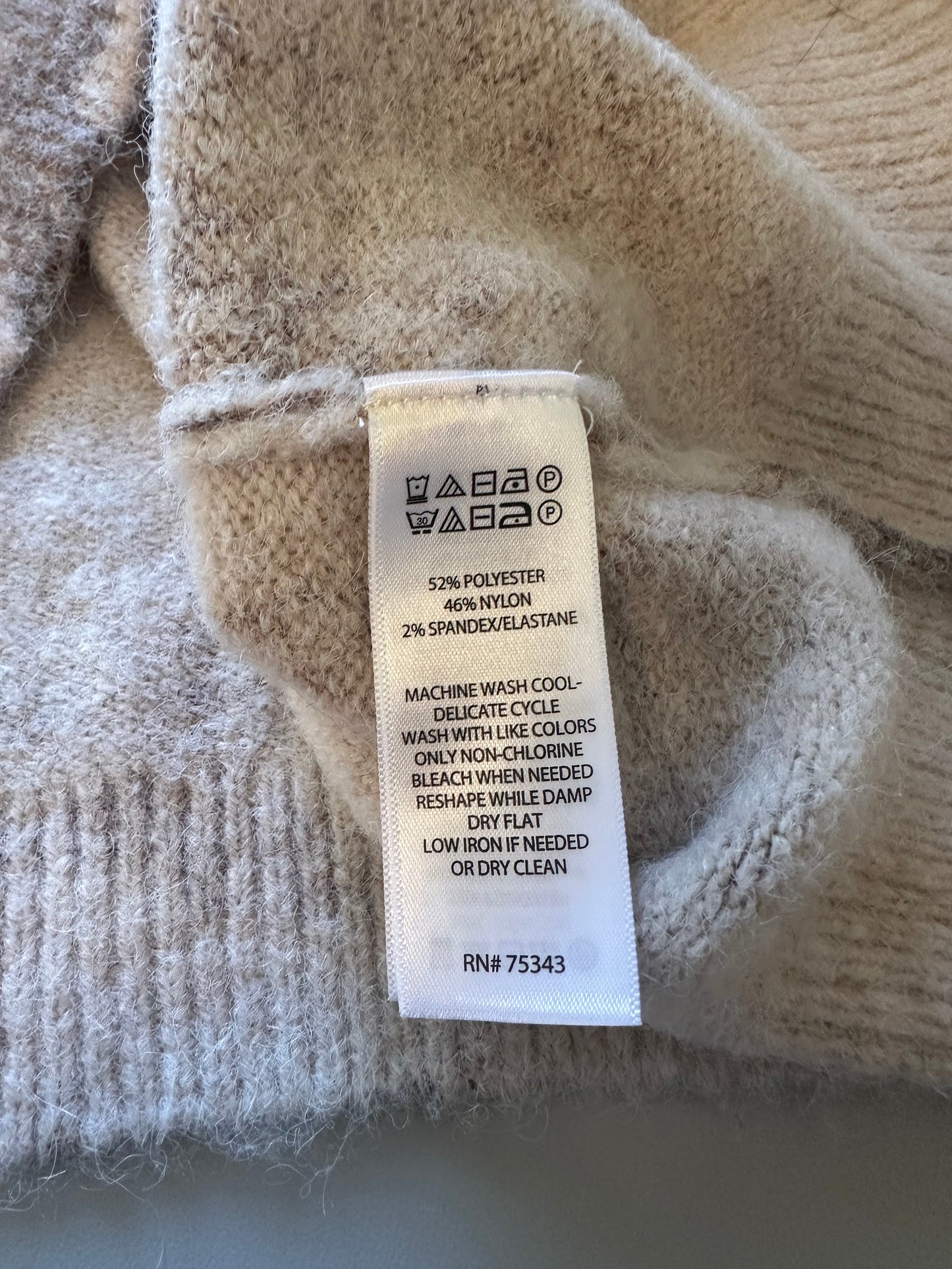 Nicole Miller Beige and Brown Floral Crewneck Sweater | Size Small