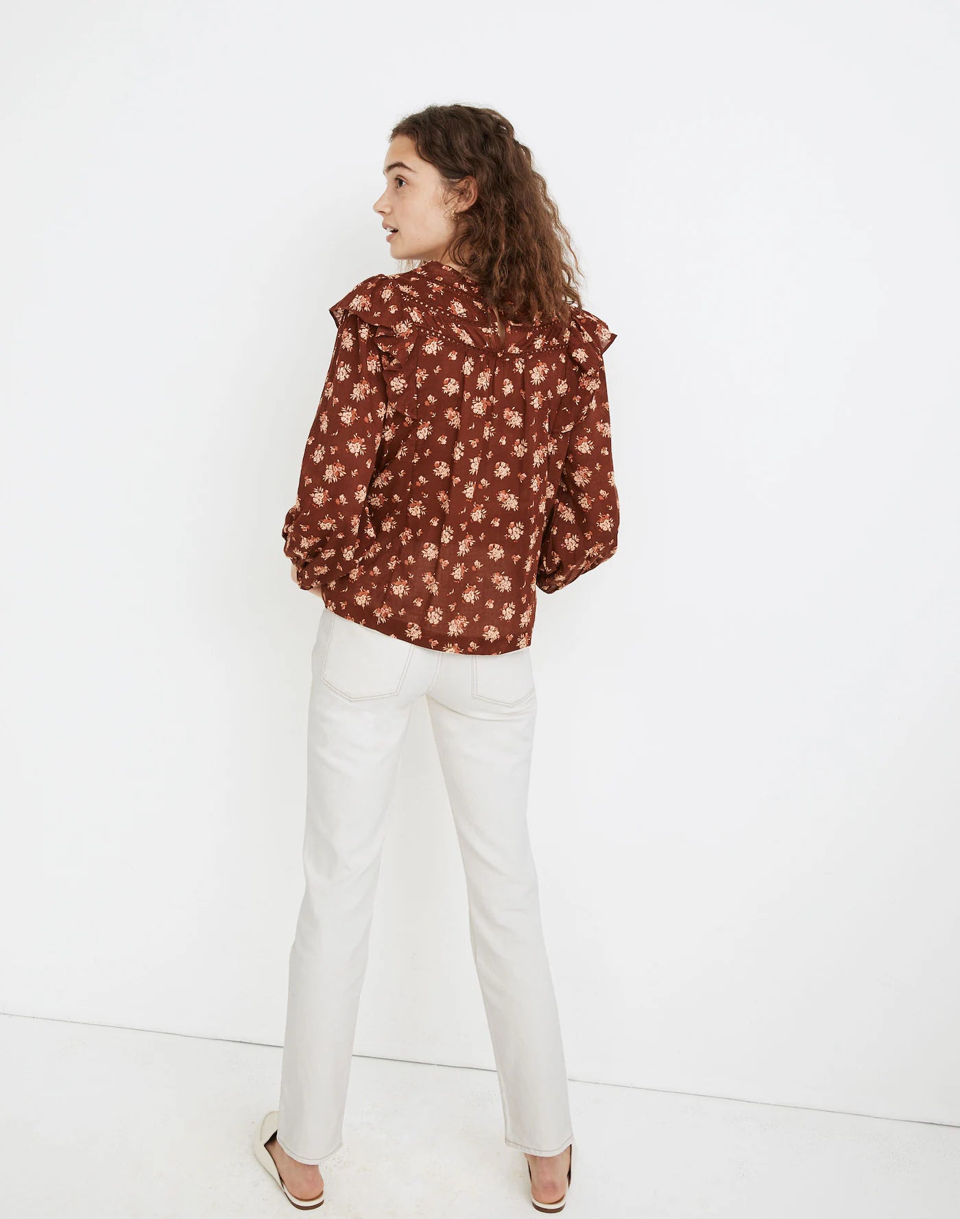 Madewell Ladder-Trim Ruffle Top in Homestead Bouquet - Size Small