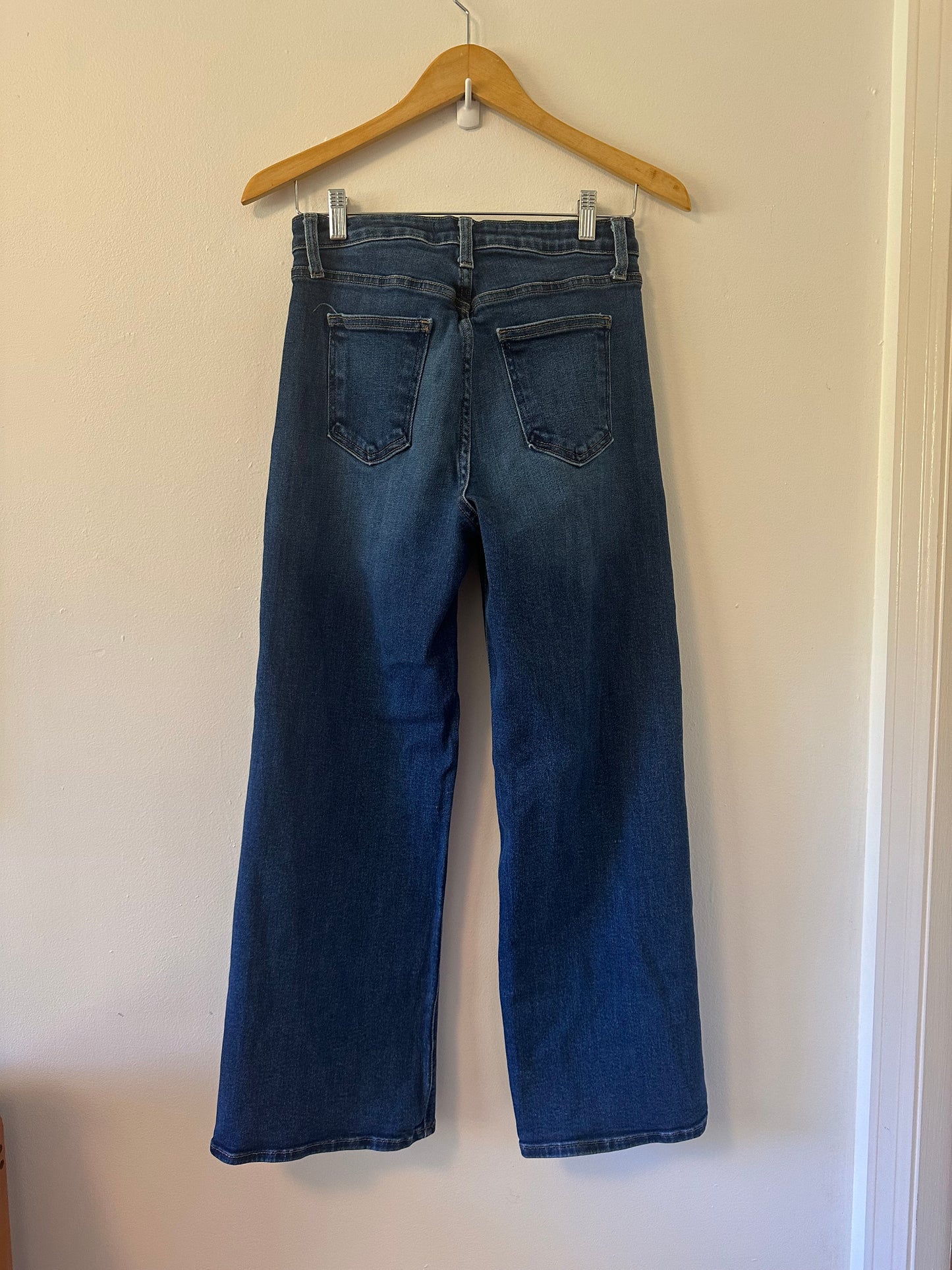 Just Black Dark Blue Wide Leg Stretch Jeans | Size 28