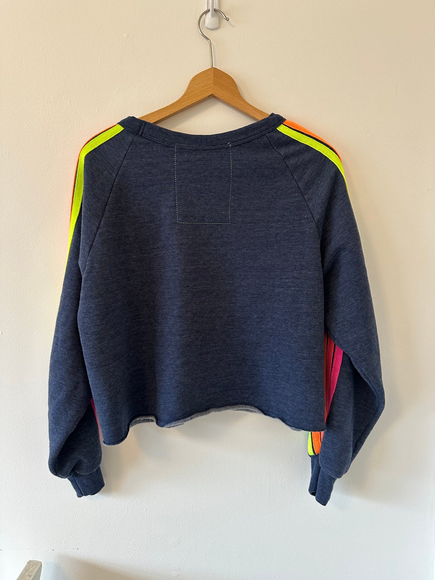 AVIATOR NATION Bolt Cropped Classic Five Stripe Crewneck Sweatshirt - Size XL