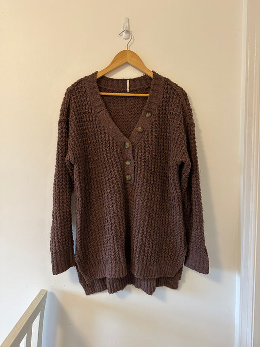 Free People Whistle Thermal Henley Long Sleeve Top - Size XS