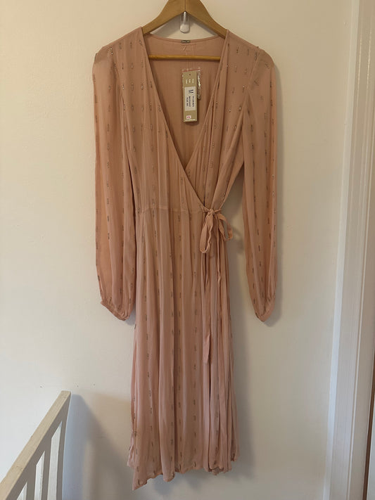 NWT Chan Luu Embellished Blush Pink Wrap Dress Size Medium