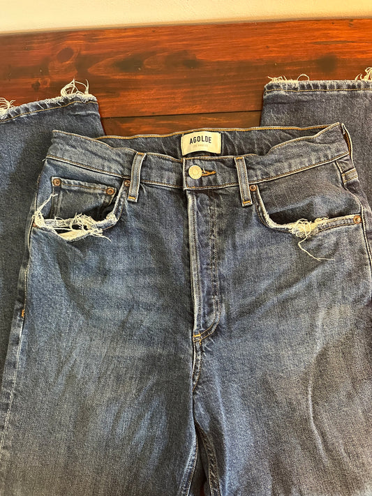 AGOLDE Riley Blue Denim Straight Leg Jeans Size 27