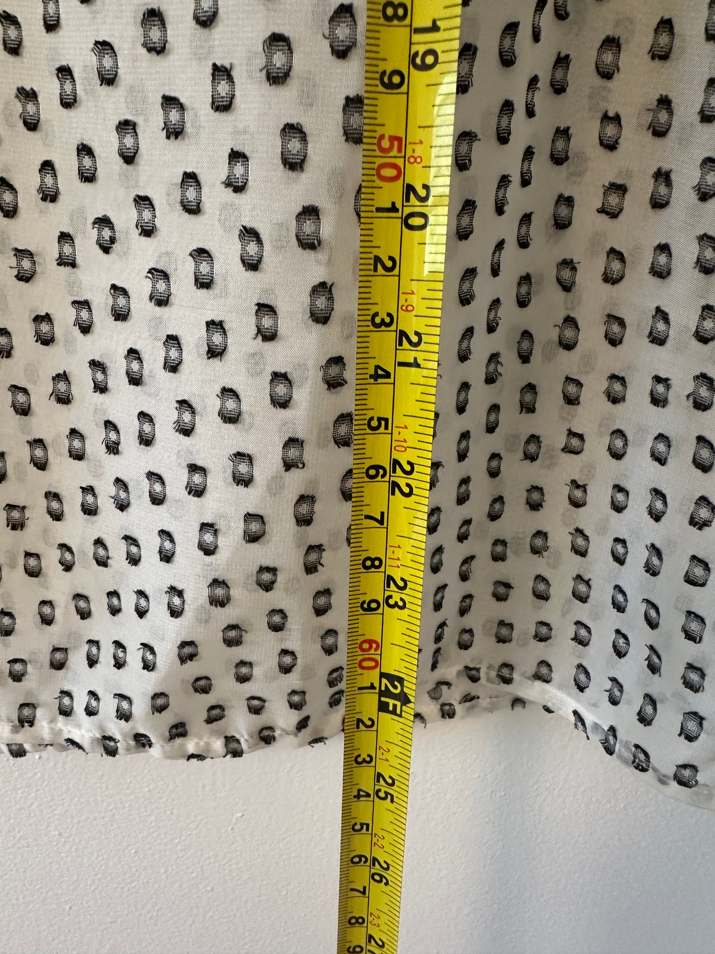 J. Crew Sheer Black and White Patterned Blouse - Size Small