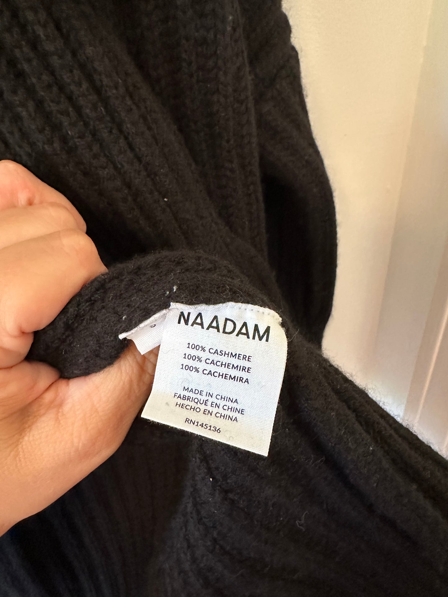 NAADAM Black Textured Cashmere Cardigan - Size Small