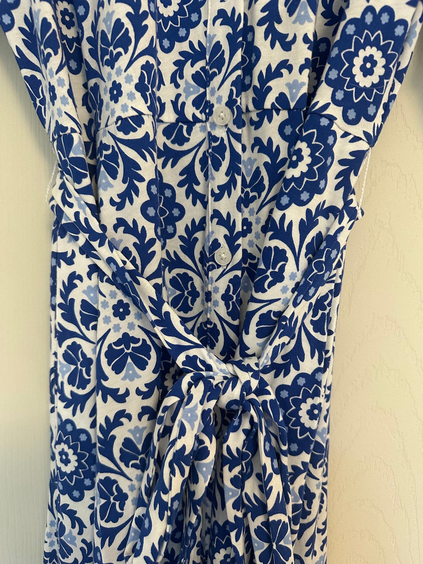 Boden Blue and White Floral Button Down Shirt Dress - Size 10