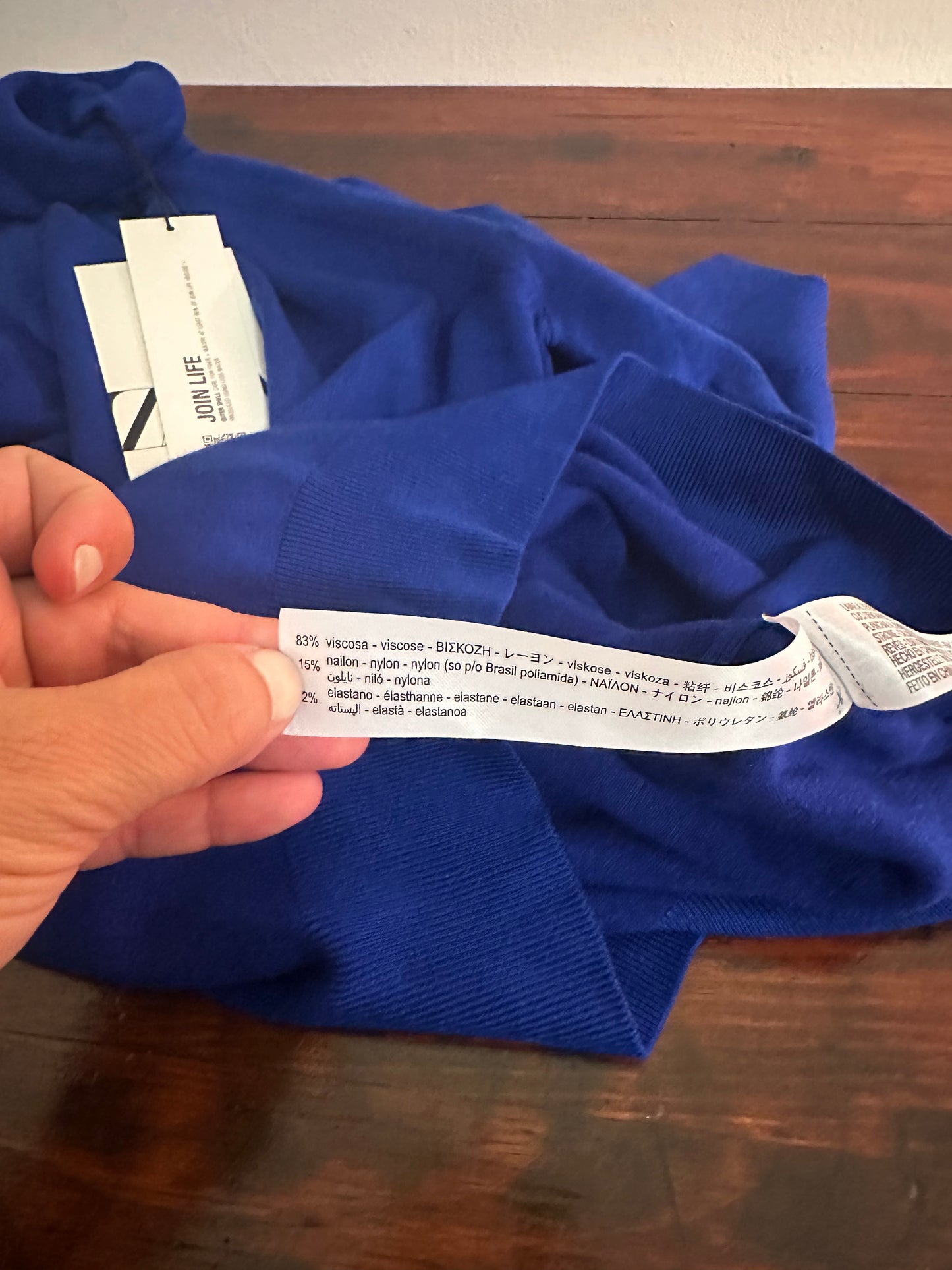 NWT Zara Royal Blue Turtleneck Lightweight Short Sleeve Sweater - Size Small