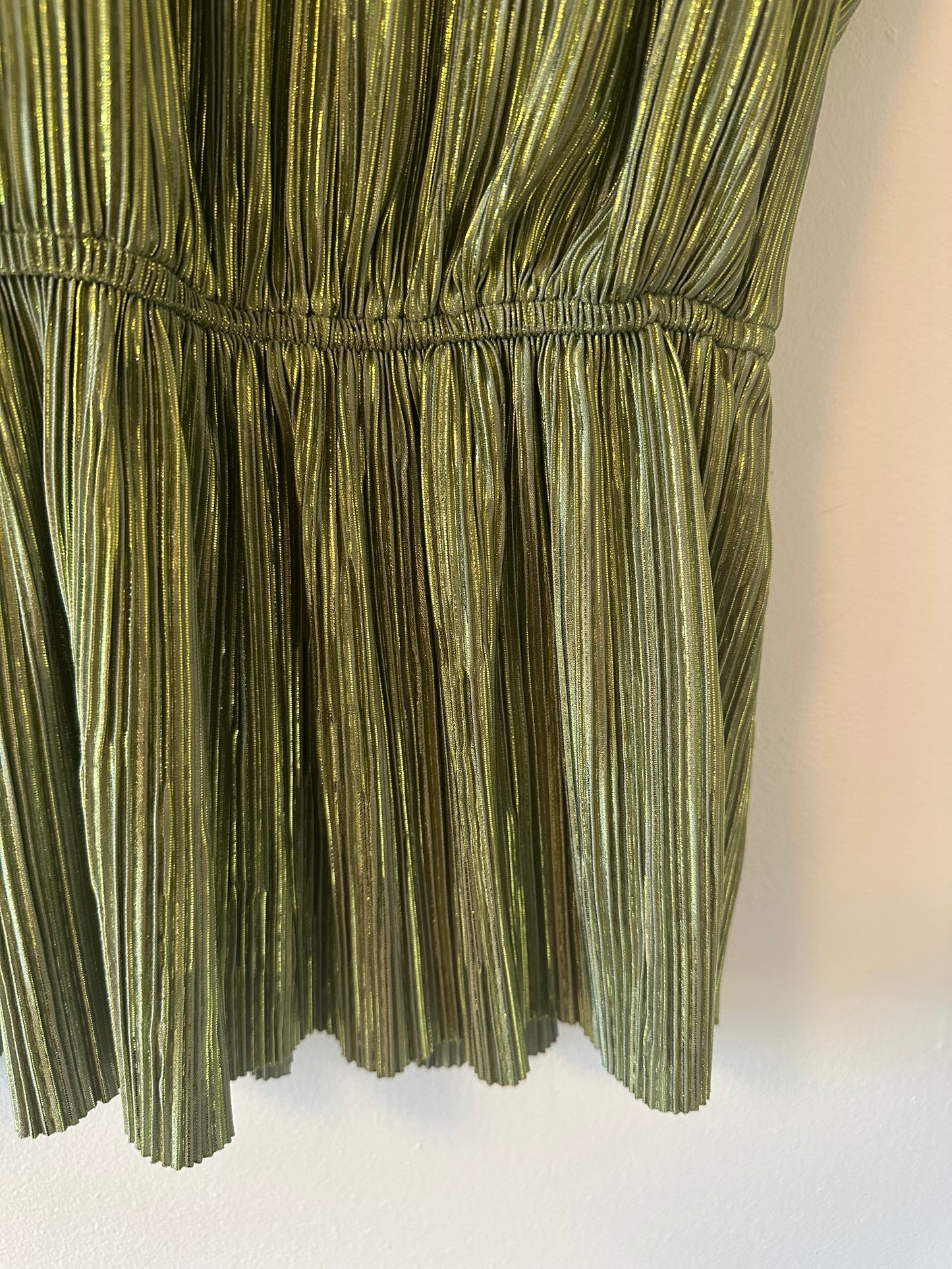 Sabina Musayev Metallic Liraz Olive Green Blouse - Size Medium