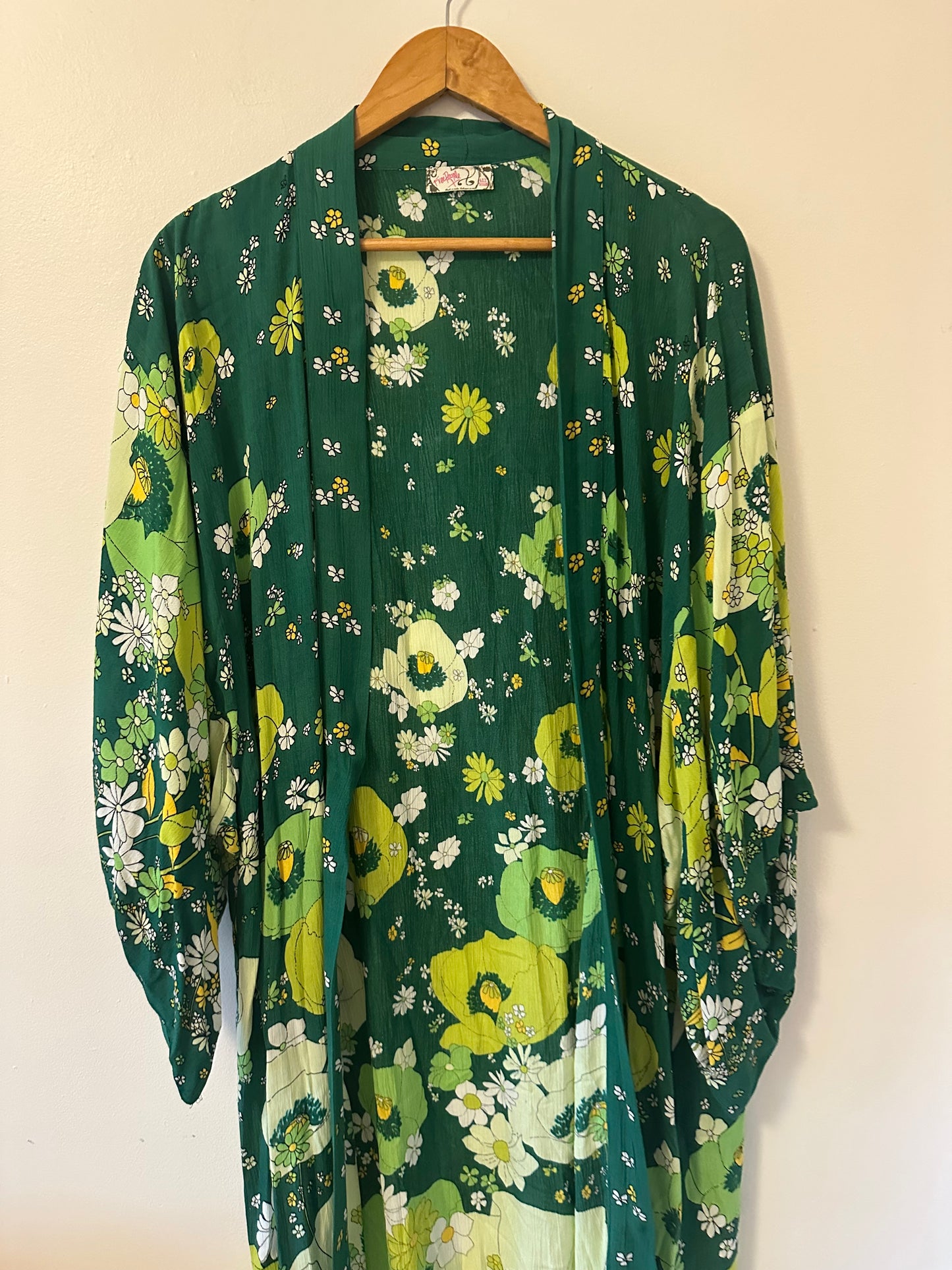 Free People Hidden Hills Floral Green Kimono Robe