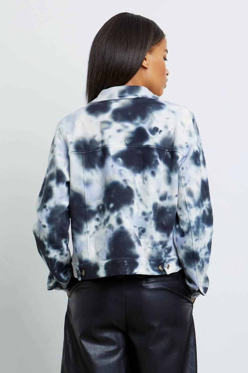 Rails Steffi Tie-Dye Jacket with Flap Pockets in Navy Charcoal | Size Large