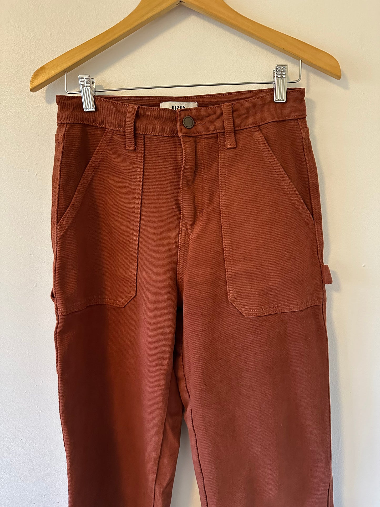 Just Black Women's High Rise Carpenter Jeans in Rust Red | Size 27