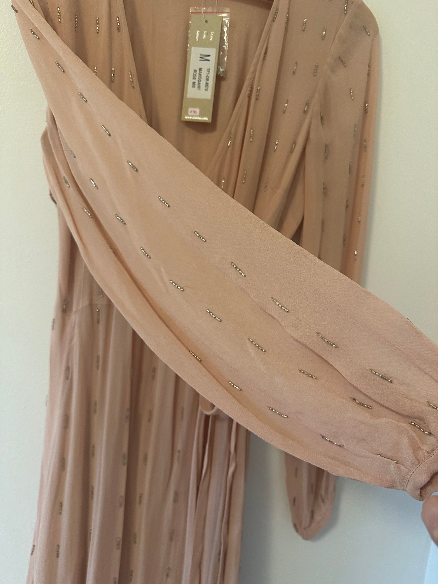 NWT Chan Luu Embellished Blush Pink Wrap Dress Size Medium