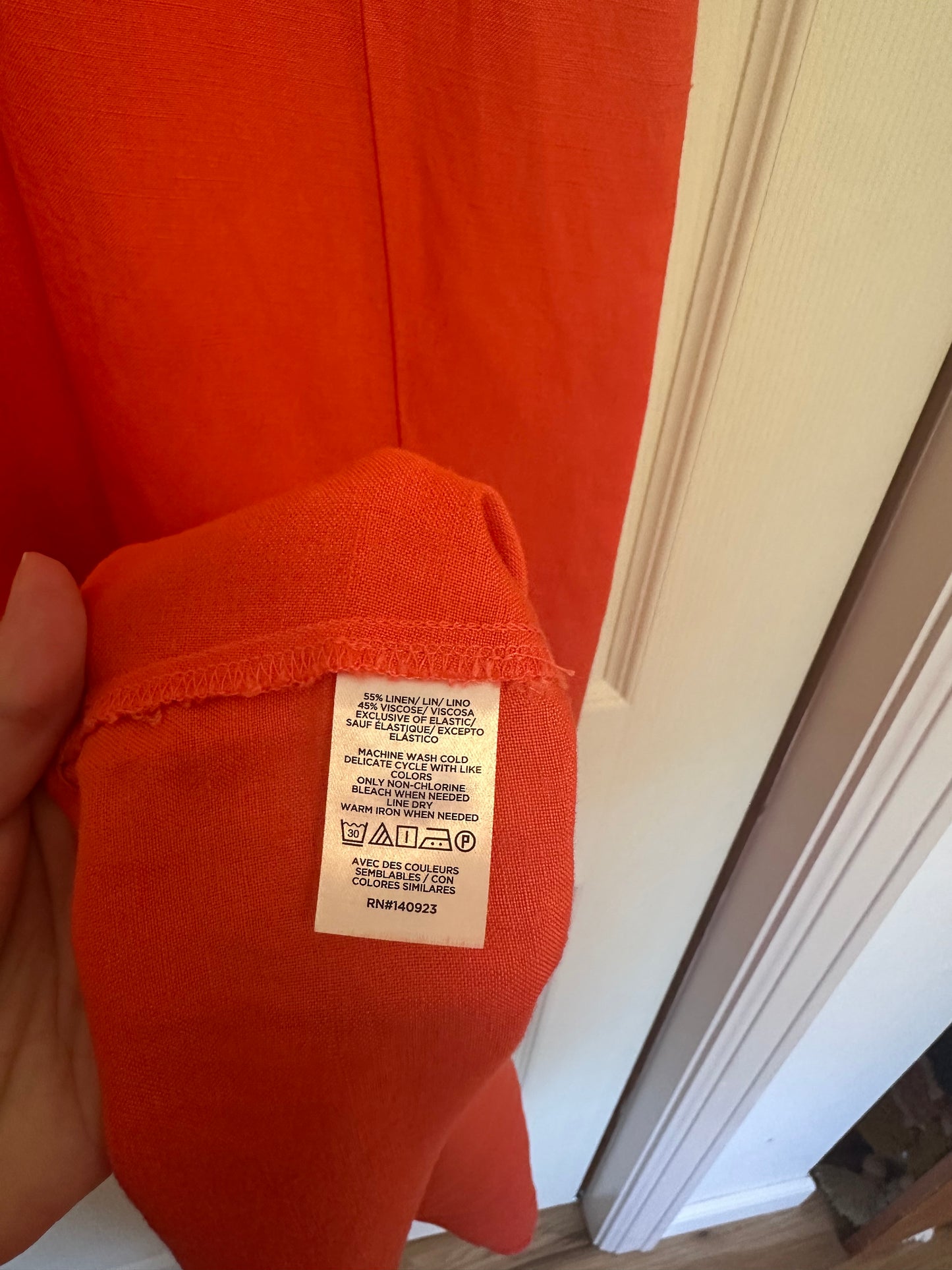 NWT LOFT Square Neck Puff Sleeve Coral Linen Midi Dress - Size 8P