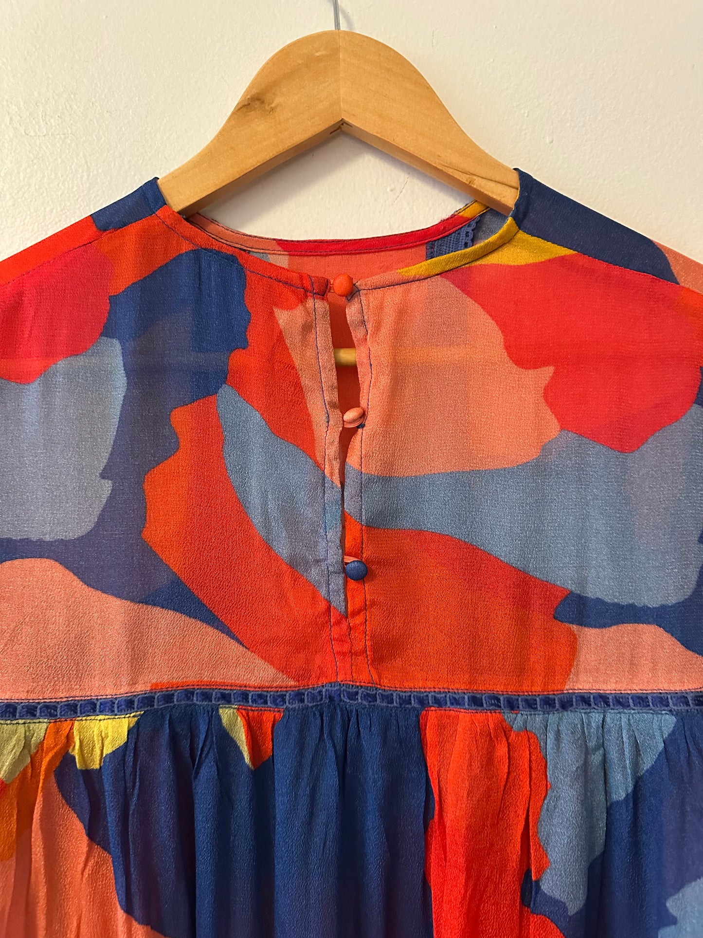 Blank London Miranda Peasant Colorful Abstract Flowy Blouse | Size XSP