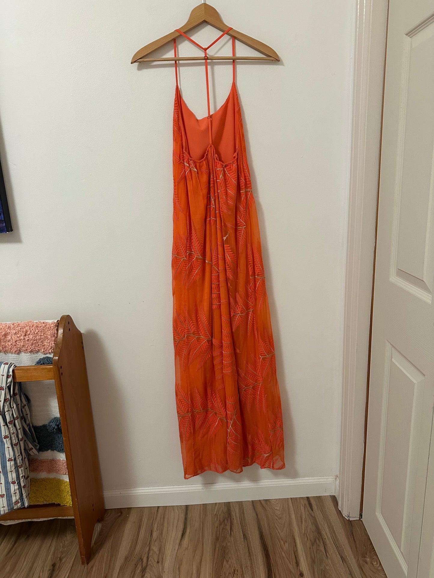 Alice + Olivia Kelly T-Back Silk Maxi Dress in Coral | Size 4