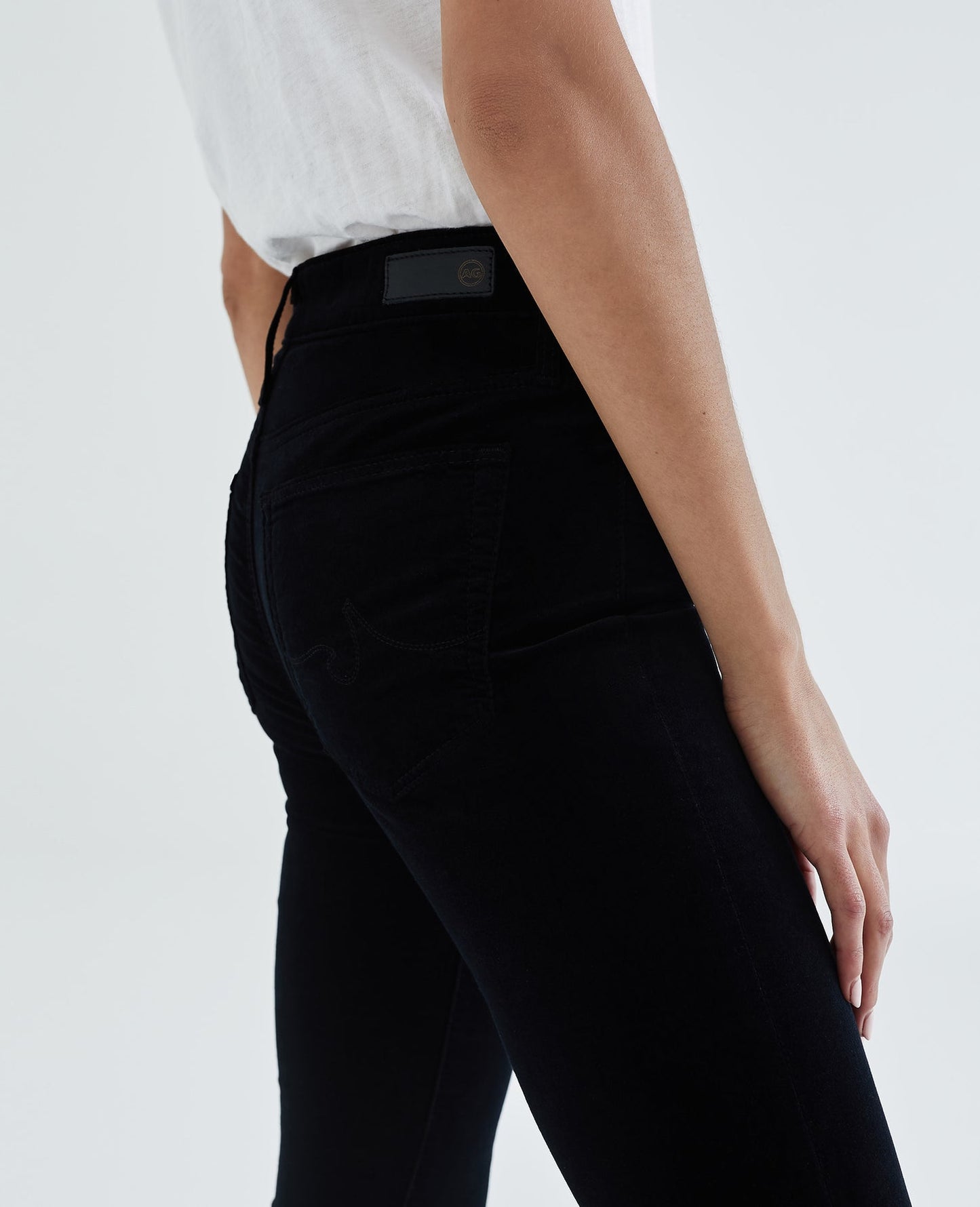 AG Women's Farrah High-Rise Velvet Skinny Jeans in Black - Size 30