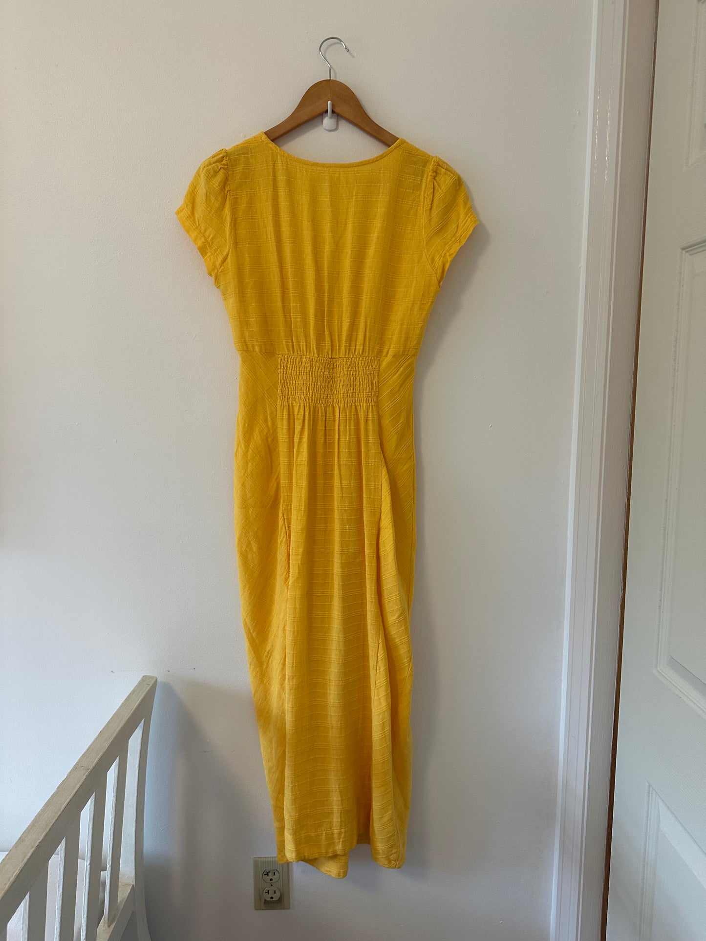 Free People New In Town Yellow Button-Down Midi Dress - Size Small