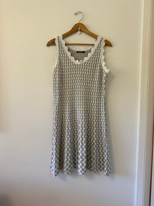 Nic+Zoe Spring Fling Metallic Twirl Dress - White and Silver | Size Extra Large
