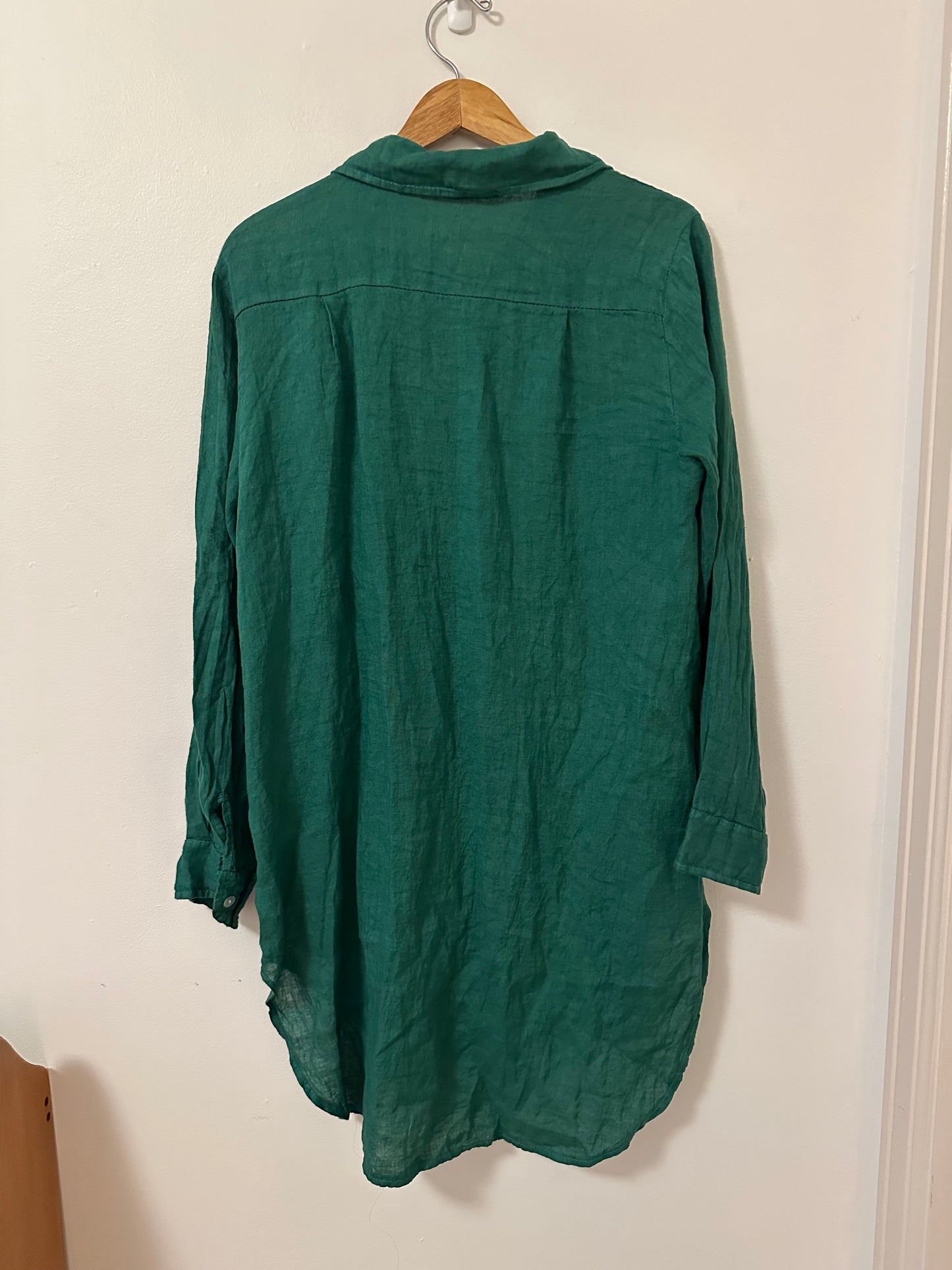 Made In Italy Oversized Linen Tunic Shirt Dress | Size Medium