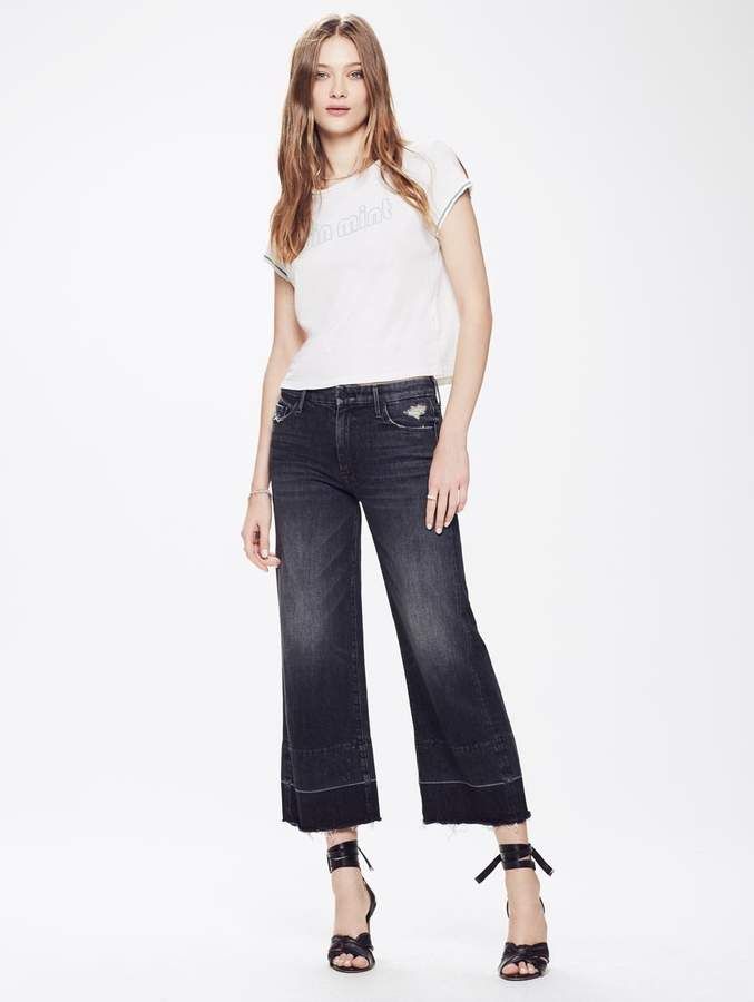 MOTHER The Roller Crop Undone Hem in Of Cats and Kings | Size 26