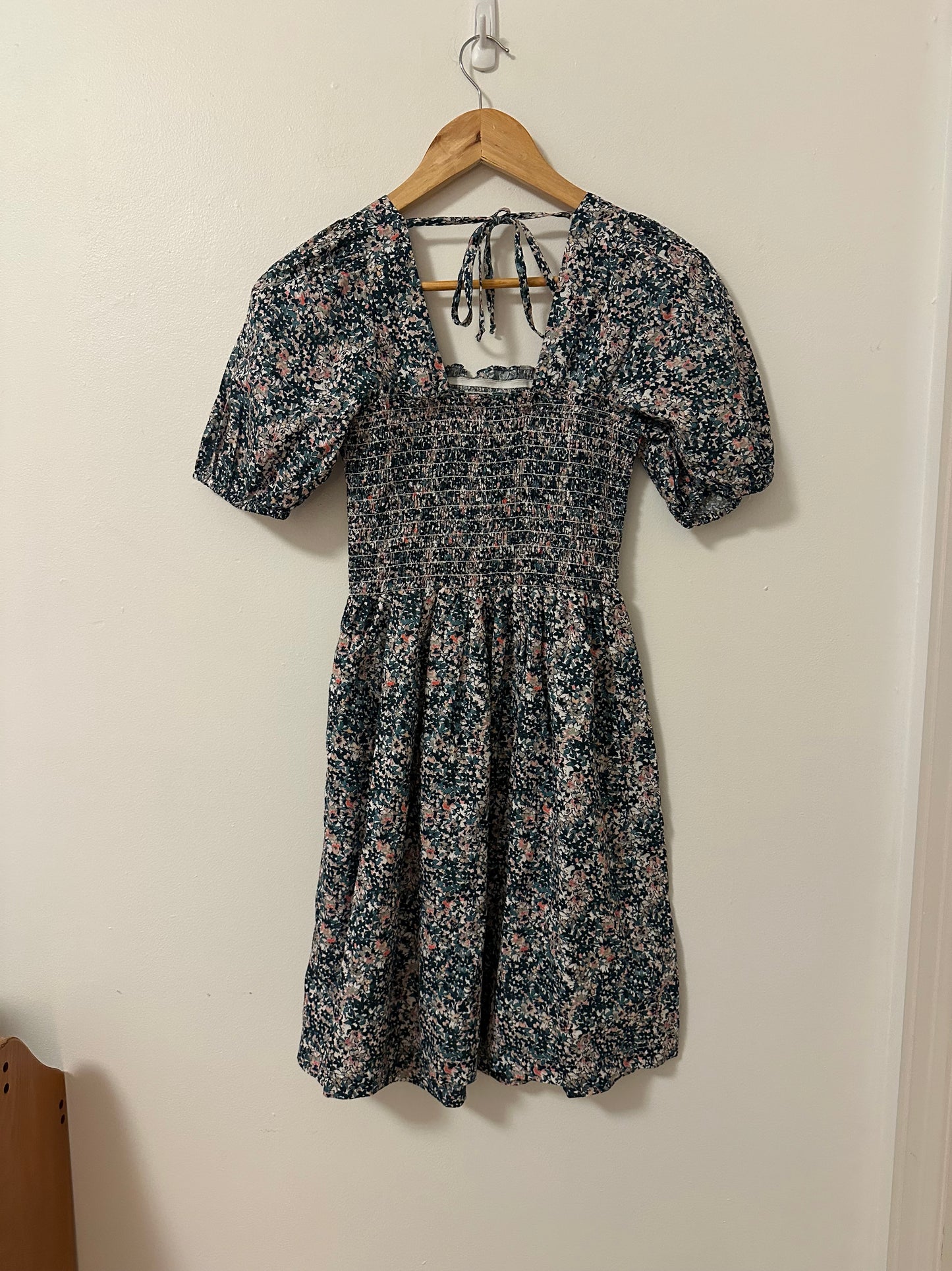 Michael Stars Jude Puff-Sleeve Smocked Mini Dress | Size XS