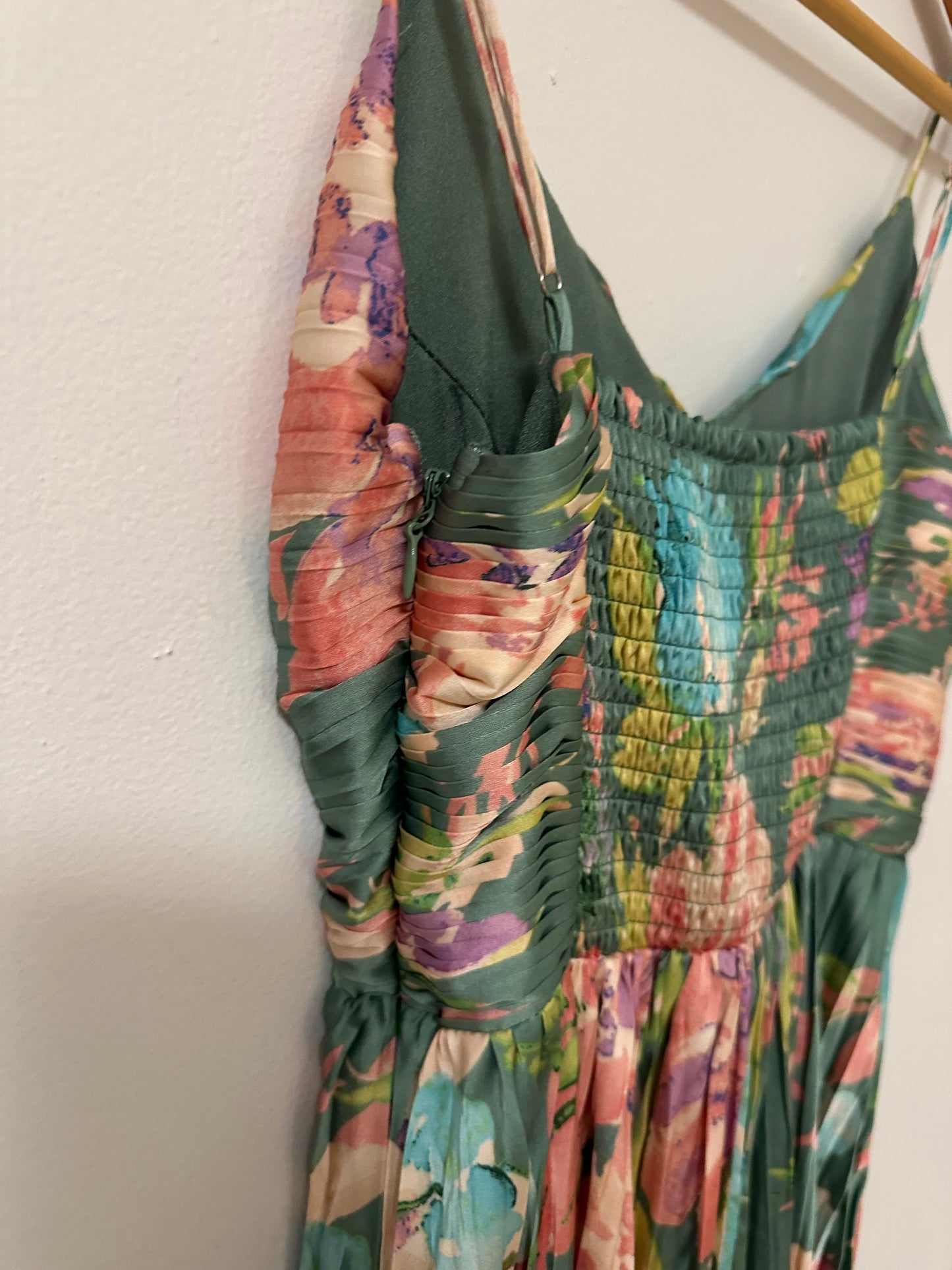 ASTR the Label Women's Floral Spaghetti Strap Pleated Empire Waist Dress Size XS