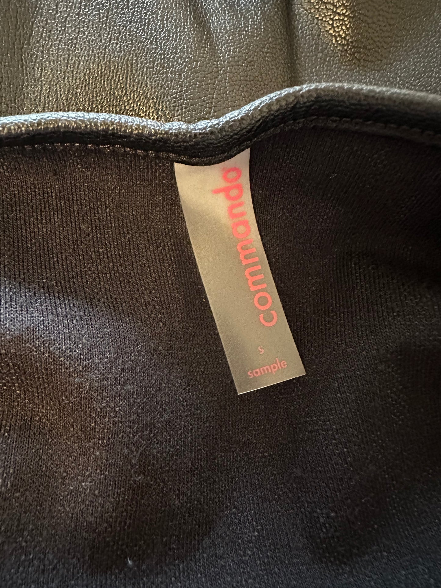 NWT Commando Vegan Faux Leather V-Neck Spaghetti Strap Slip Dress In Black | Size Small