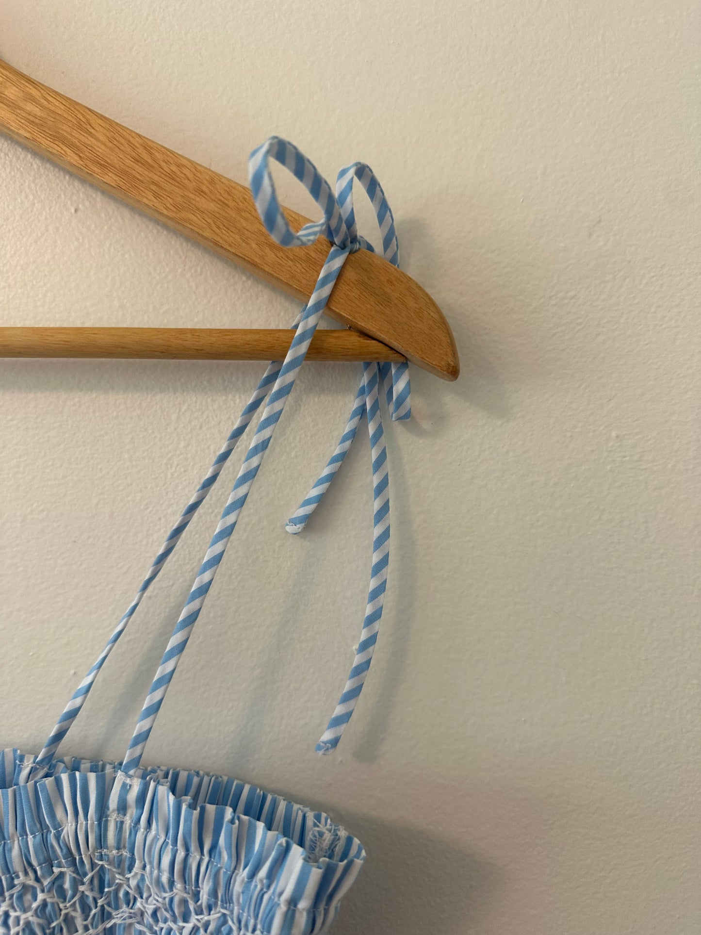 J. Crew Paloma Striped Top in Blue and White with Smocking - Size Medium