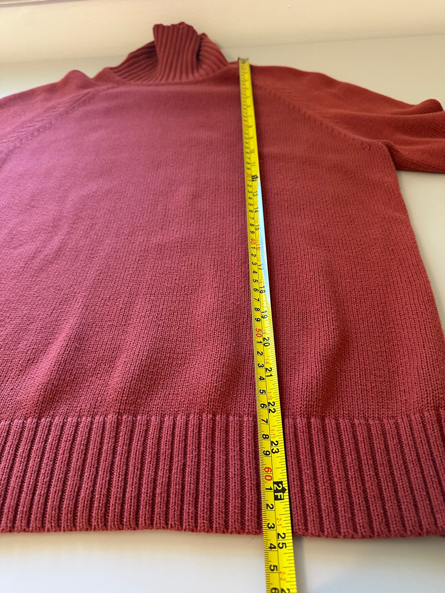 JEANNE PIERRE Women's Rust Cotton Turtleneck Sweater | Size Large