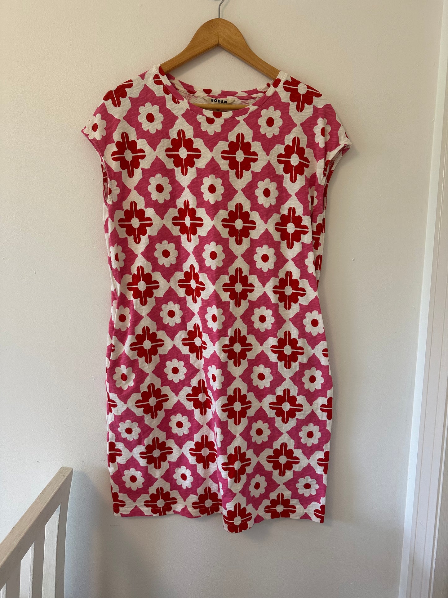 Boden Floral Patterned Pink and Red Dress - Size 10T