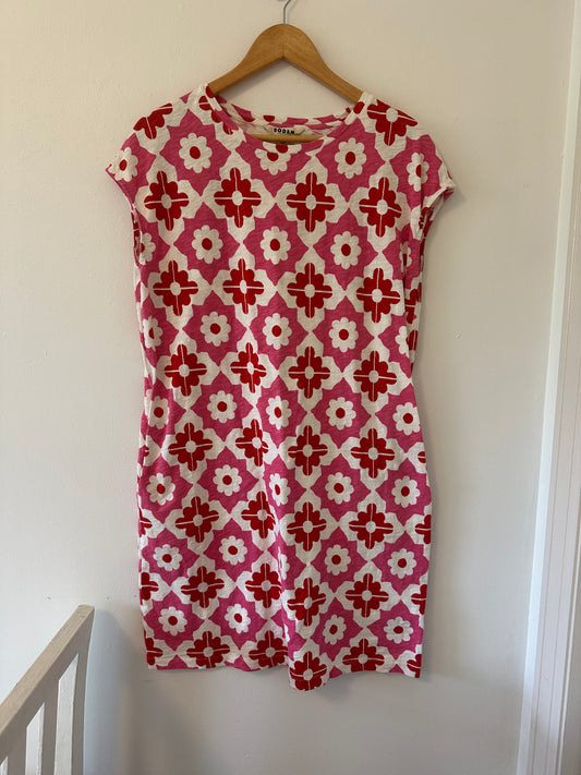 Boden Floral Patterned Pink and Red Dress - Size 10T