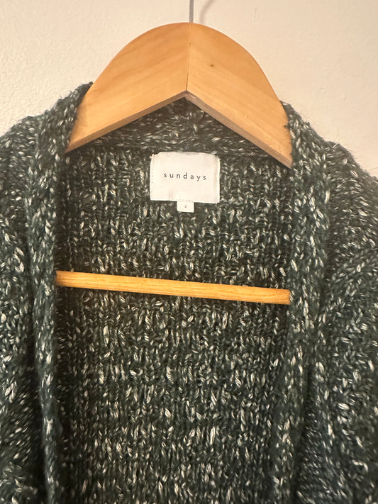 Sundays Forest Green Open Cardigan - Size Small