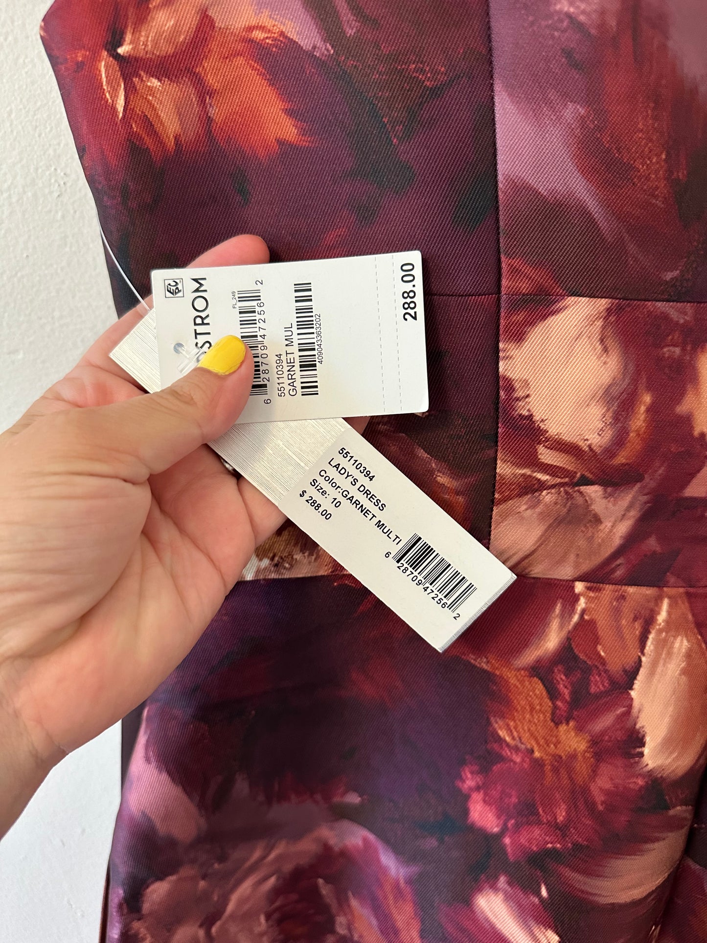 NWT Kay Unger Tierney Floral Midi Dress in Garnet Multi - Size 10