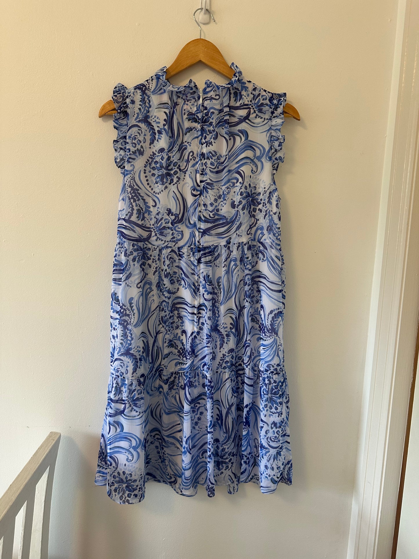 Lilly Pulitzer Jazzy Blue and White Sleeveless Dress - Size 10