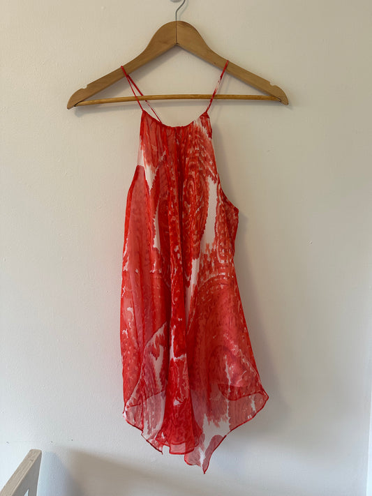 Milly Poppy Gathered Handkerchief Hem Tank Size 6