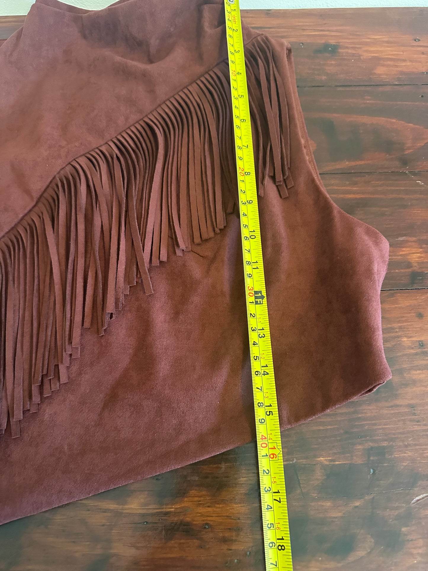 JW Pei Adeline Asymmetric Fringe Sueded Top in Burgundy - Size 8