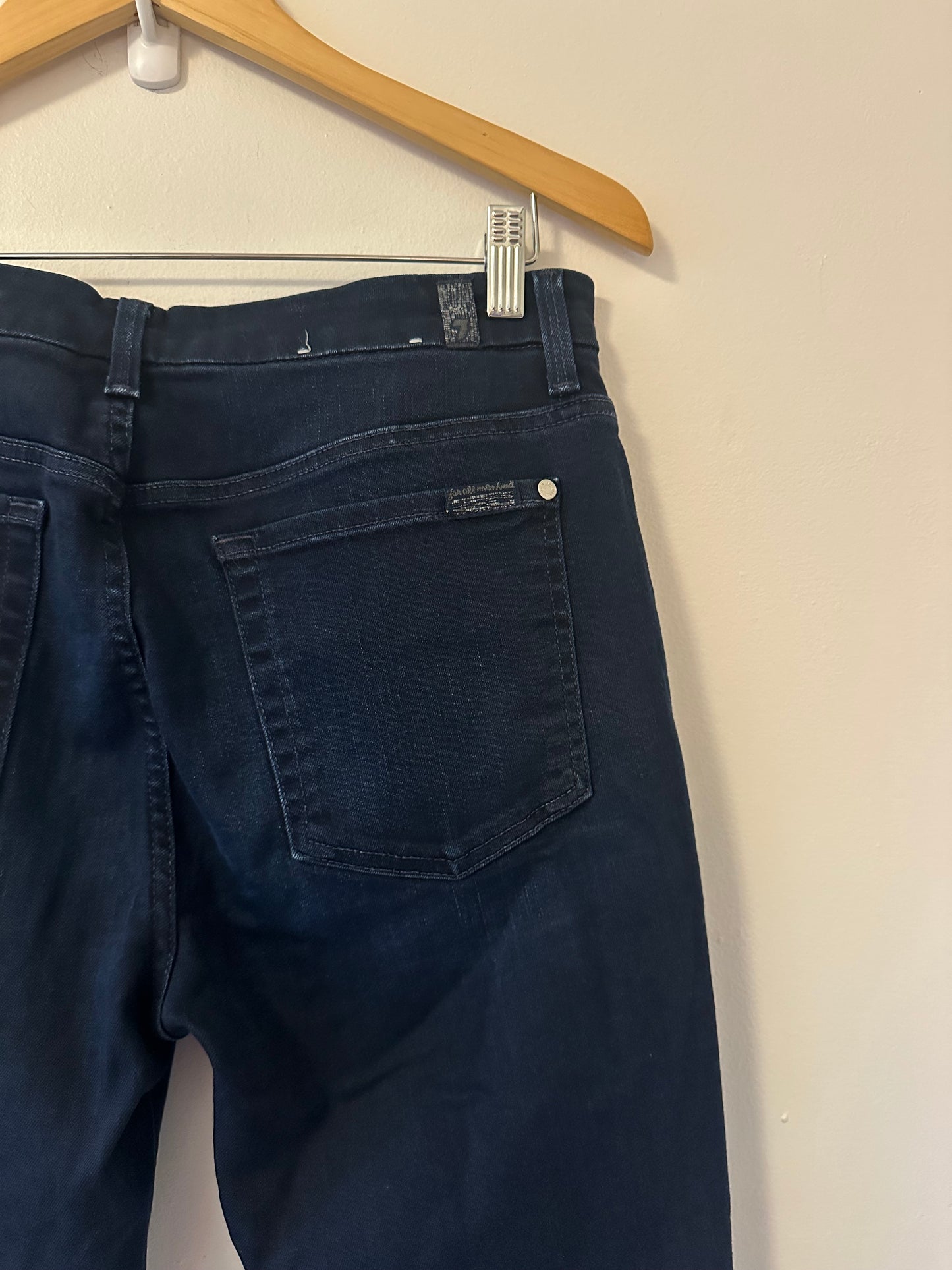 7 For All Mankind High Waist Deep Indigo Blue Skinny Ankle Jeans | Size 31