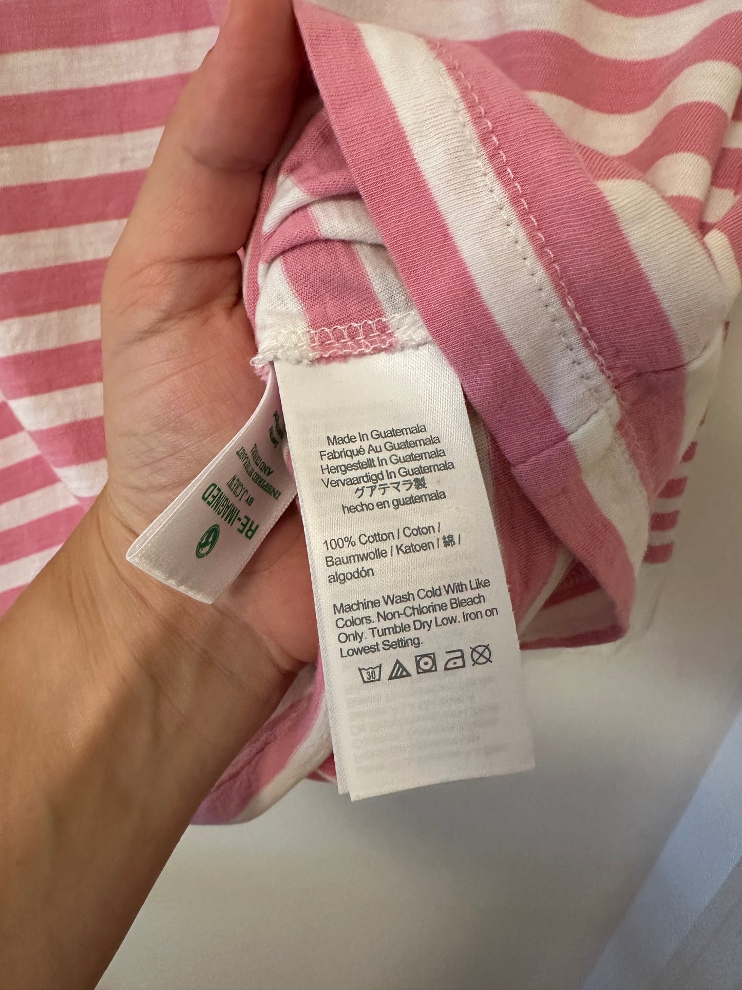 J.Crew Pink and White Striped Long Sleeve Slub Shirt - Size Medium