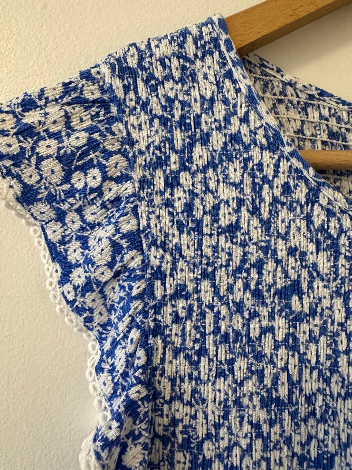 Lost + Wander Pick Me Blue Floral Print Midi Dress Size Small