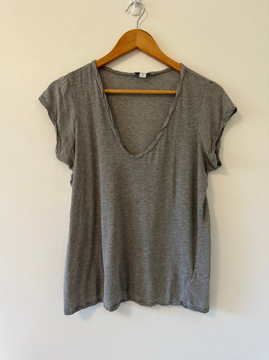 James Perse Gray Twist V-Neck Women's T-Shirt - Size 2