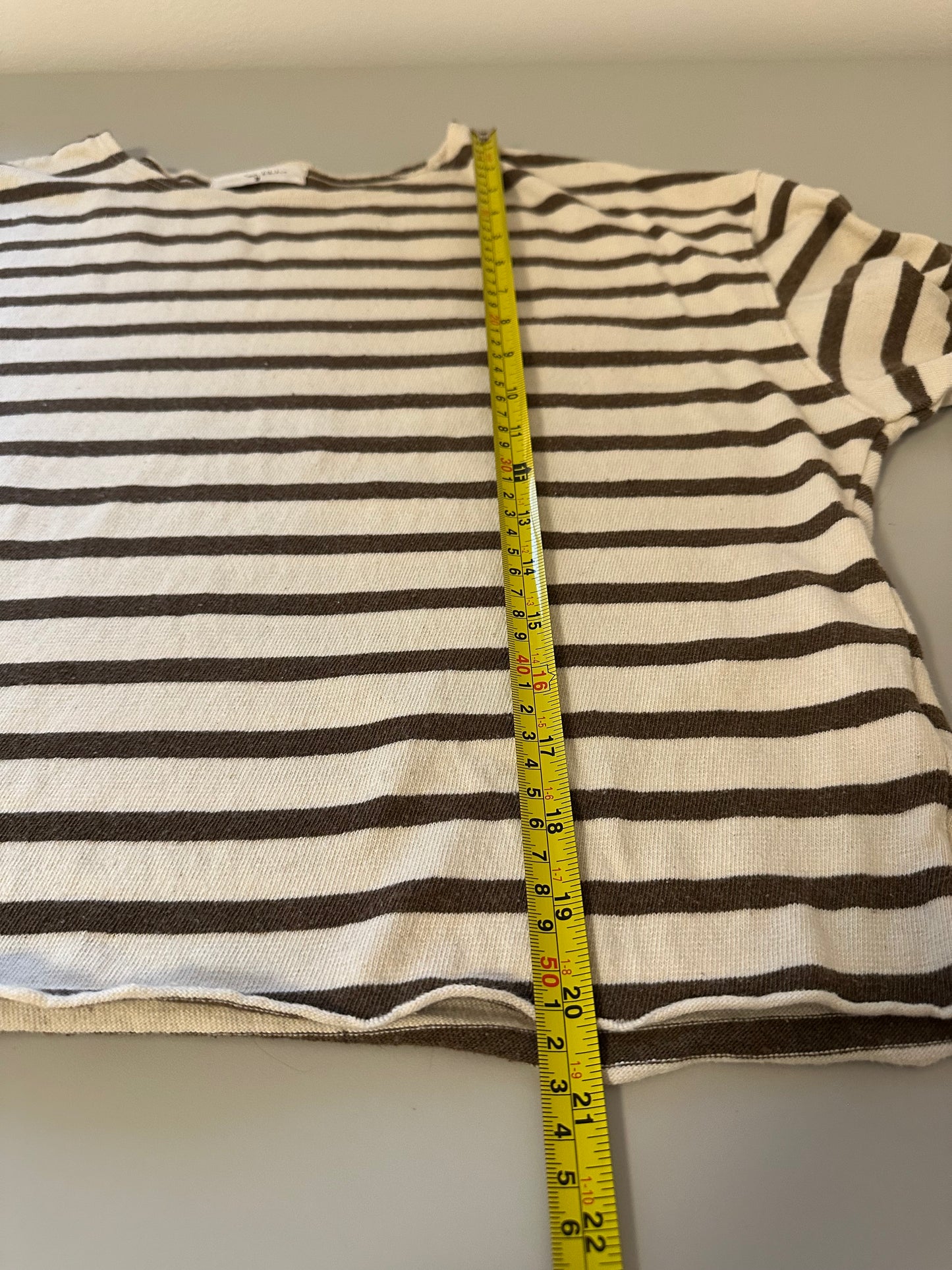 perfectwhitetee Taylor Long Sleeve Striped Top in Walnut Stripe | Size Medium