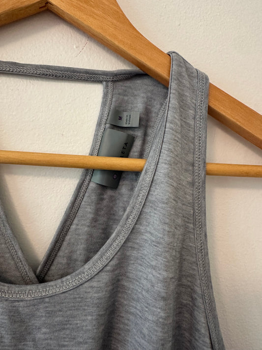 Athleta Gray Sleeveless Open Back Workout Top - Size Medium
